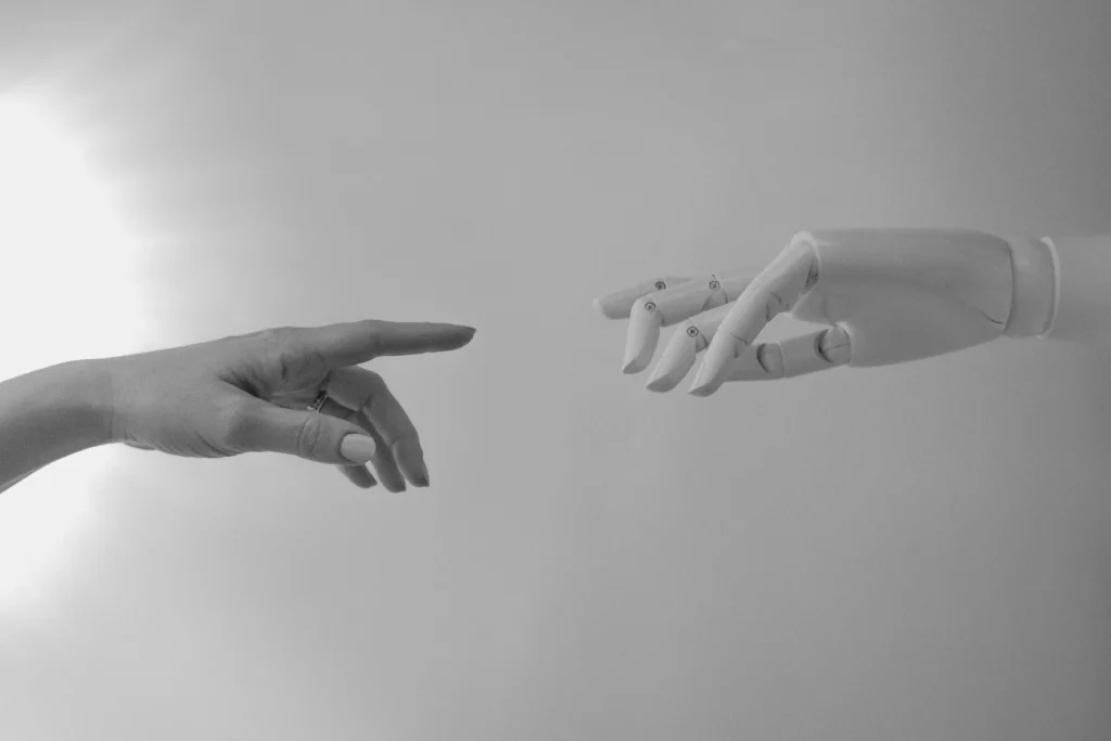 Human hand with robot